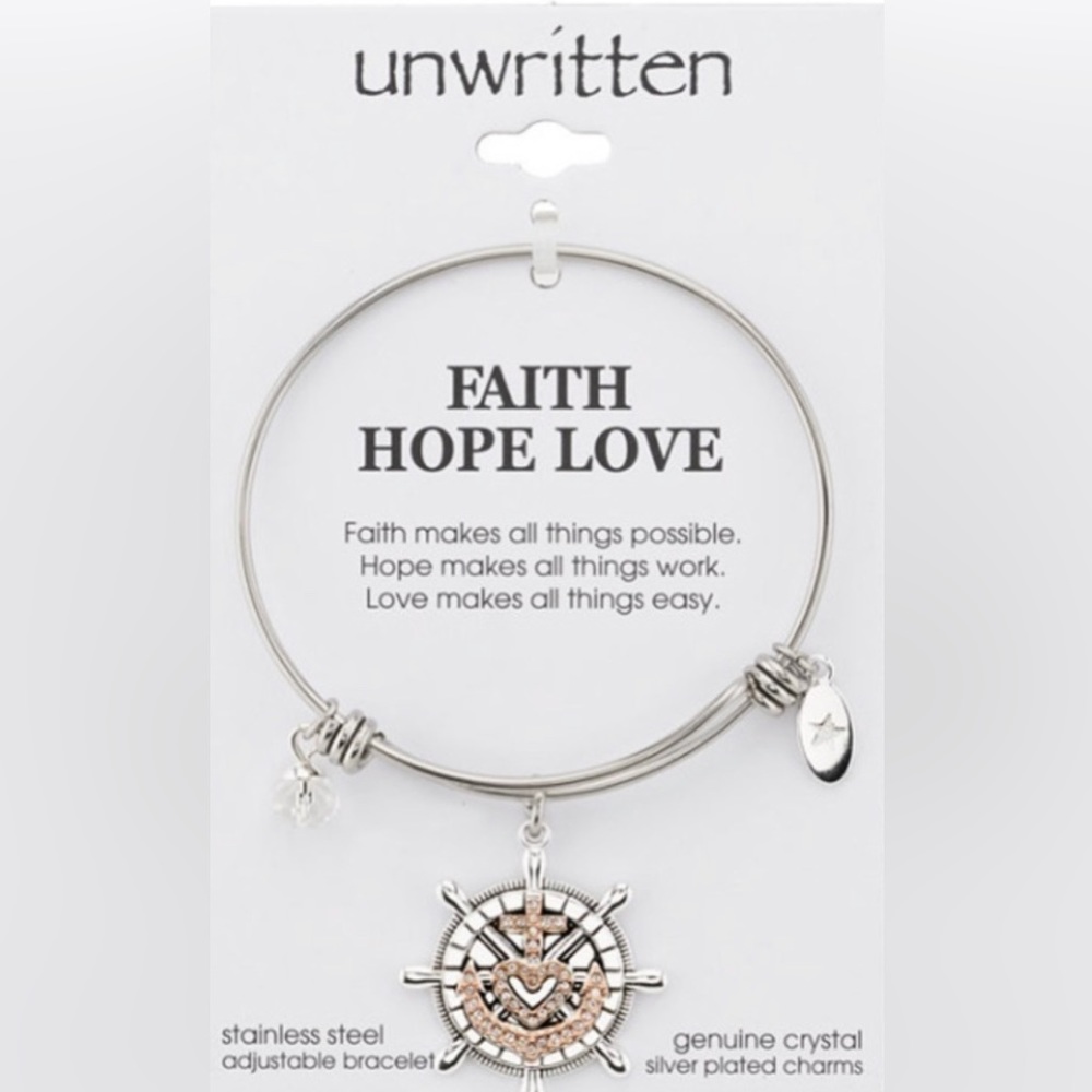 Unwritten Anchor “Faith, Hope, Love” Adjustable Bracelet